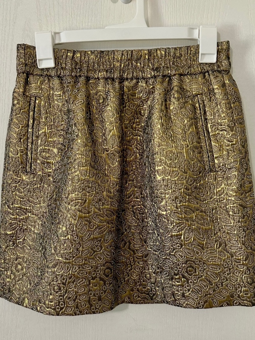 Skirt Gold Brocade Metallic Mini Glam Rocker Holiday